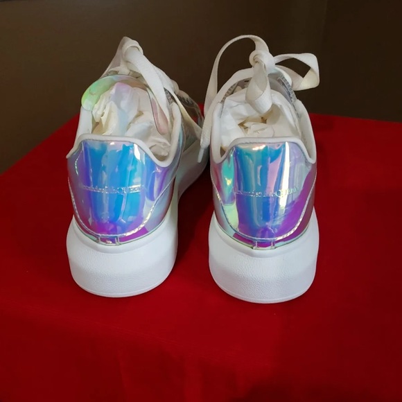 Alexander McQueen 100% Authentic sneakers transparent white iridescent Sz 7 37 - Picture 4 of 12